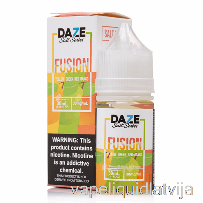 Dzeltens Zaļš Sarkans Mango - 7 Daze Fusion Salt - 30ml 30mg Vape šķidrums